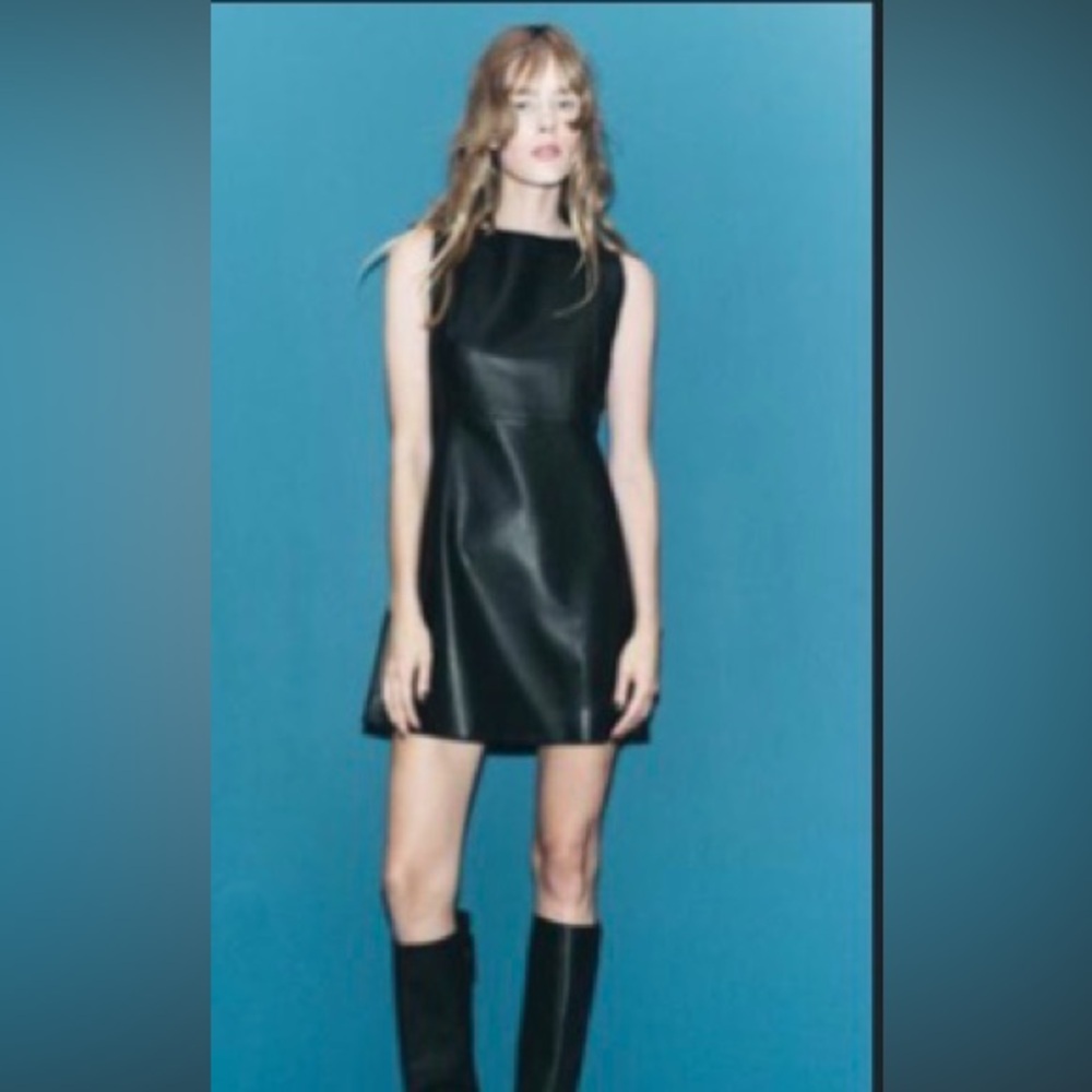 100% LEATHER SHORT DRESS ZW COLLECTION